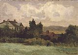 Edward Mitchell Bannister Famous Paintings - houses and trees